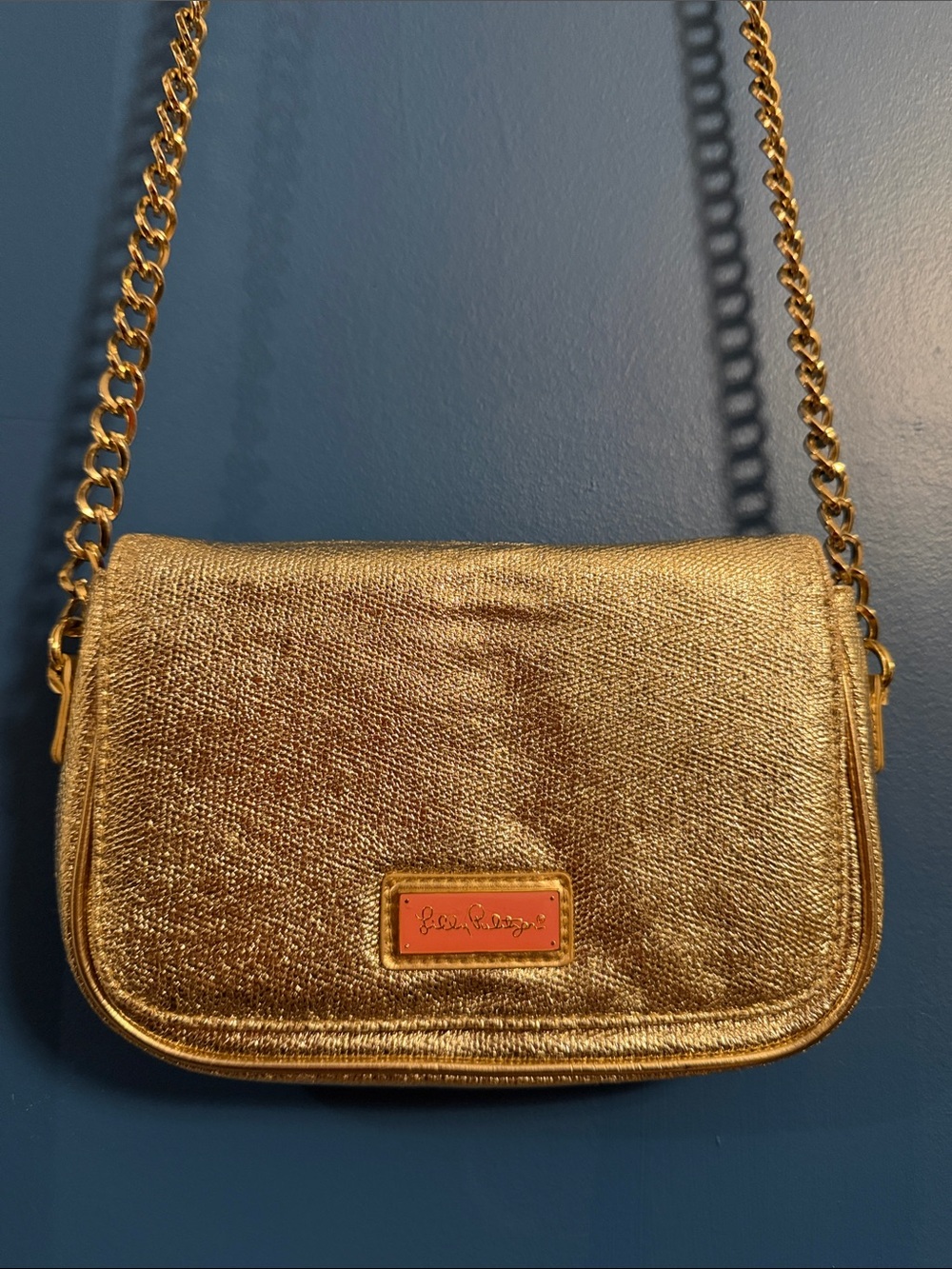 Lilly Pulitzer - It’s a Date Night Gold Crossbody Bag- Never Used